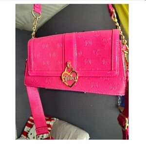 Juicy Couture Fuchsia Crossbody Bag with Heart Charm